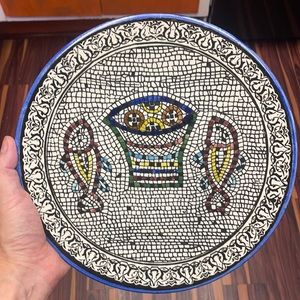 Decorative Christian symbolism mosaic plate